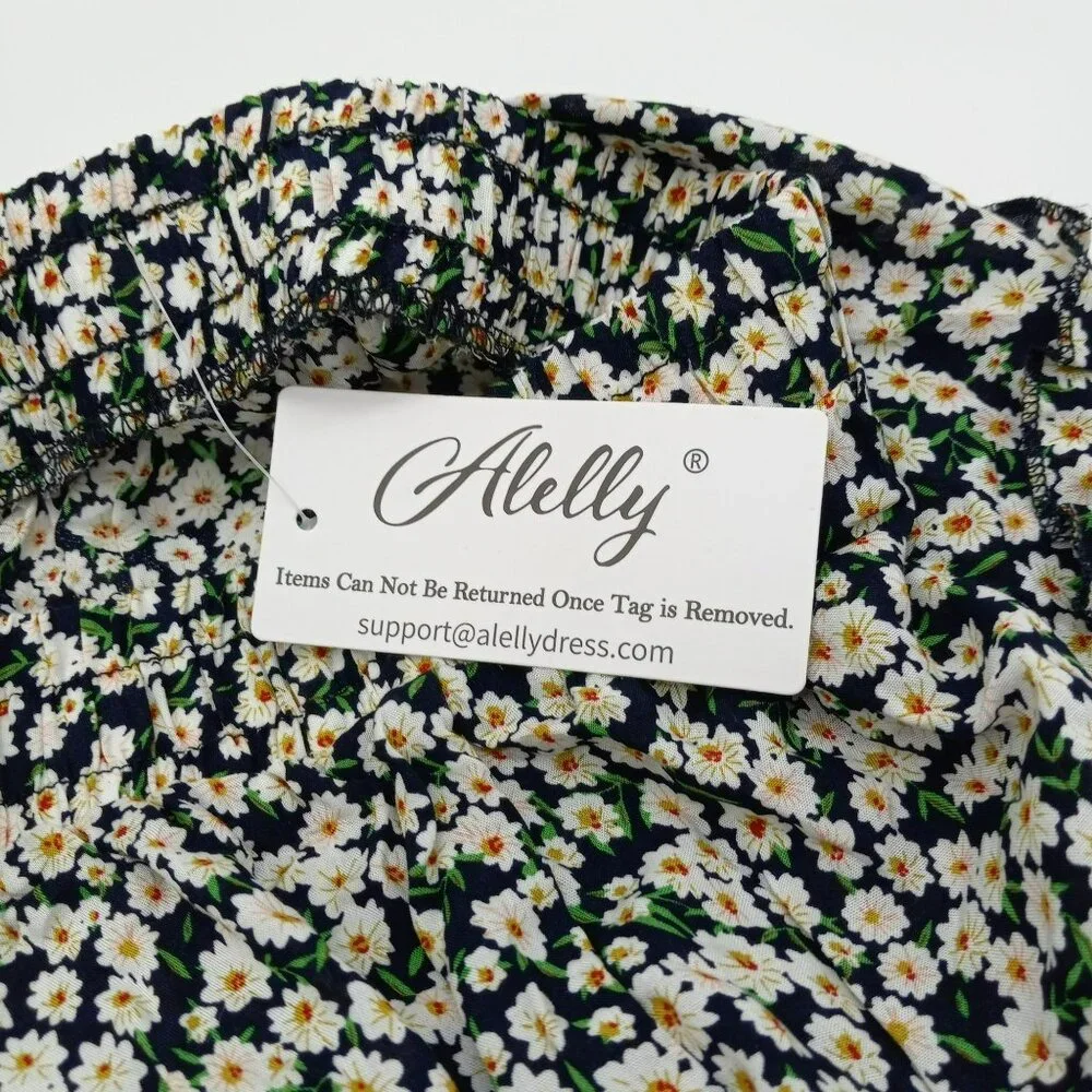 Women's High Waist Ruffle Skirt Flower Daisey Print Size‎ M Alelly